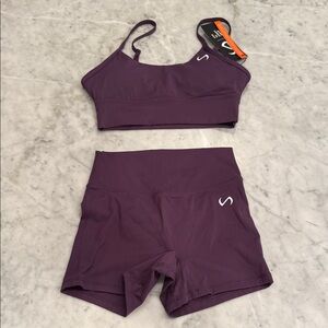 TLF Set Stylish Purple Sports Bra and Shorts Set